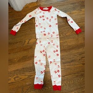 Lake kids Red and White Lip Print Pajama Set